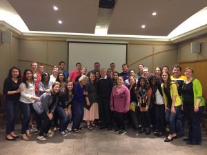 Marquette Law students pose with Justice Aharon Barak, former President of the Israeli Supreme Court.
