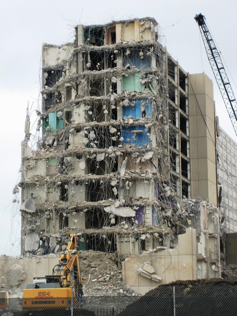 A Cabrini-Green tower being demolished