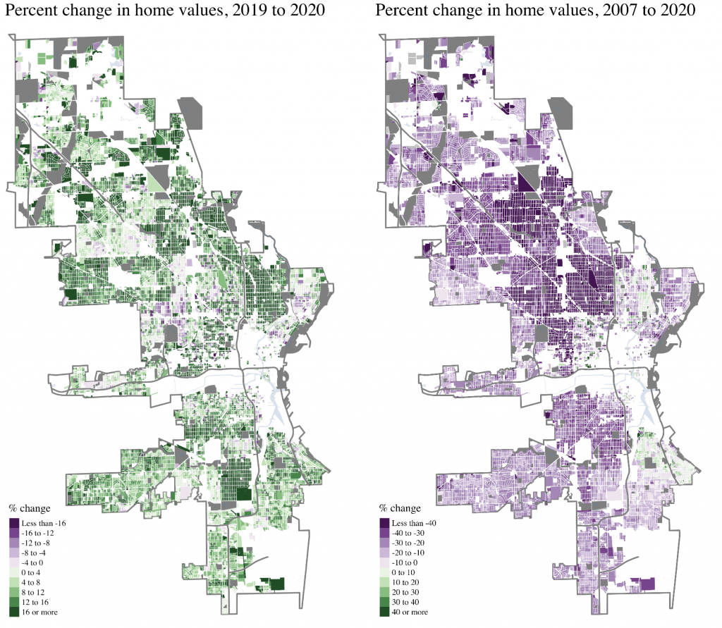 Maps of property value changes by block