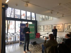 A speaker at the Irish Language Center in Belfast