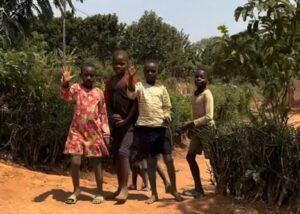 Children waiving