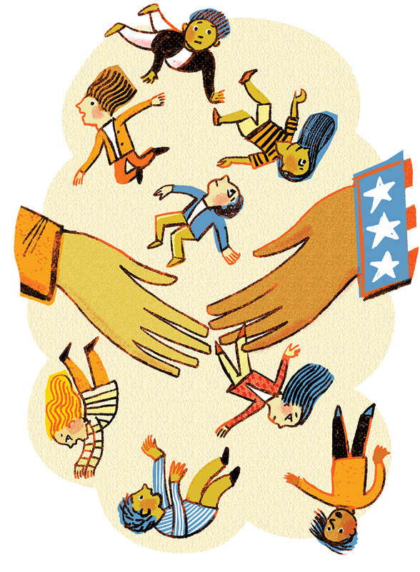 People Falling with Hand outreached